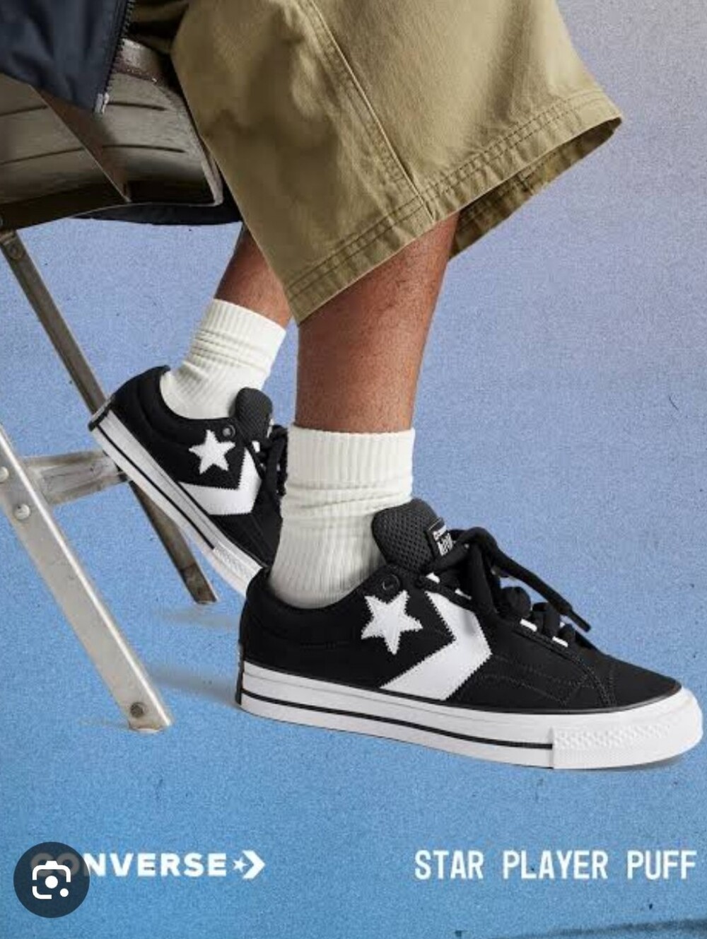 Converse Black & White Star Player Puff Low-Top Sneakers